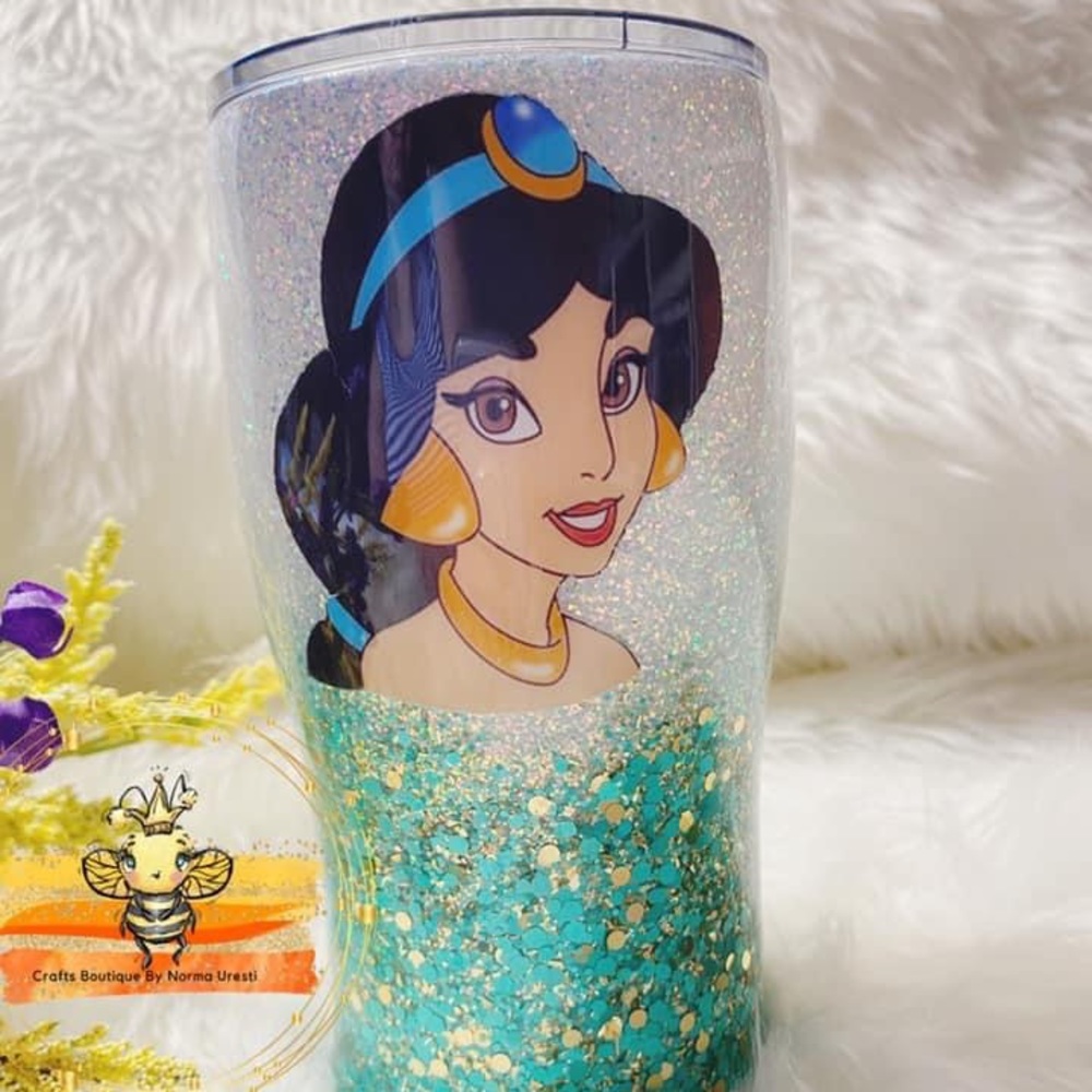 Princess Jasmine Inspired Disney  Glitter Tumbler - Picture 2 of 15